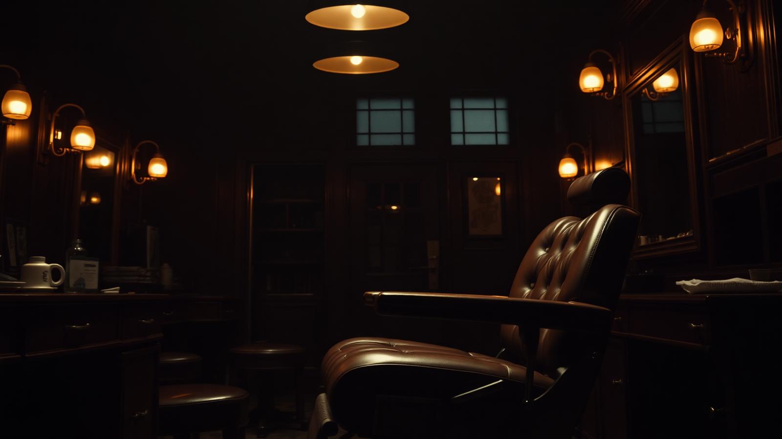 Interior sofisticado de barbearia clássica